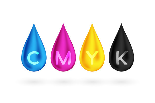 CMYK颜色滴。液体油墨。印刷的概念。图片下载