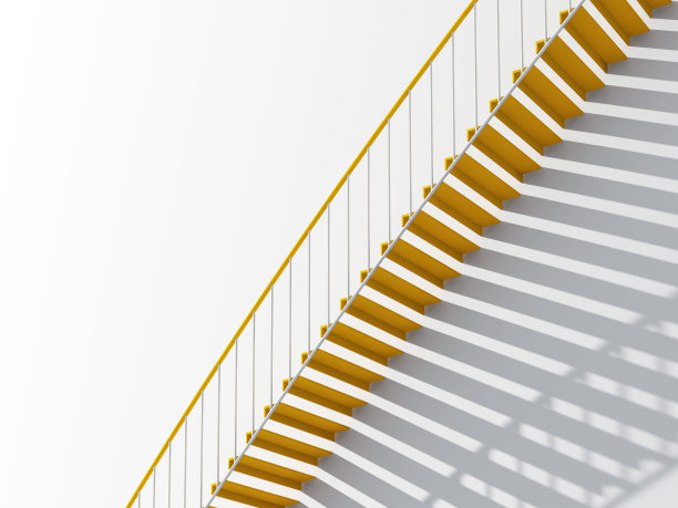 带有阴影图案的3d黄色金属楼梯图片下载