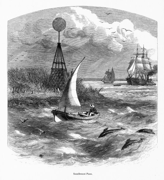 美国路易斯安那州密西西比河西南关口，美国维多利亚版画，1872年图片下载