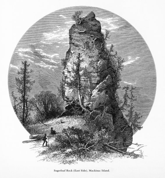萨格洛夫岩(东区)，美国密歇根州麦基诺岛，美国维多利亚版画，1872年图片下载