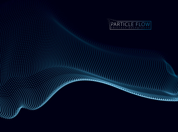 三维粒子网格阵列波，声音流动。模糊的圆光矢量效果插图。3d未来技术风格。图片下载