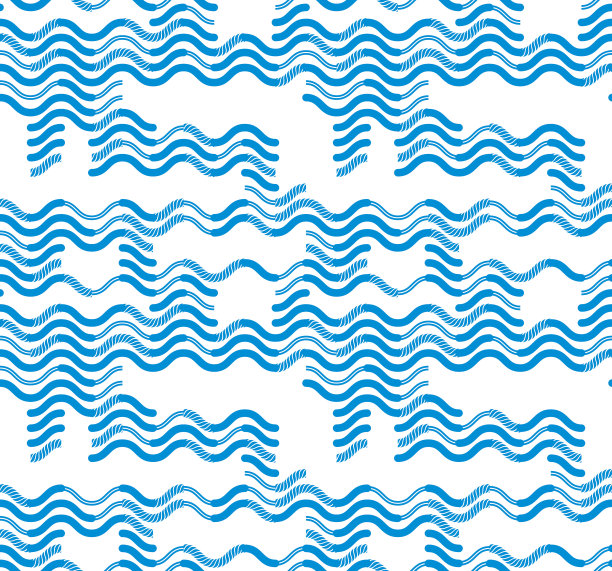 波浪纹规则重复无尽的背景，矢量抽象无缝图案，技术数字风格蓝色韵律波。图片下载