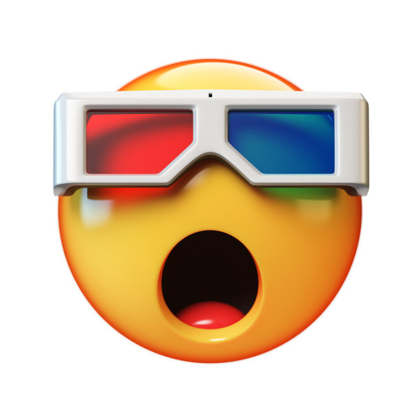 带3d眼镜的表情符号孤立在白色背景上，表情符号观看3d电影，3d渲染素材图片