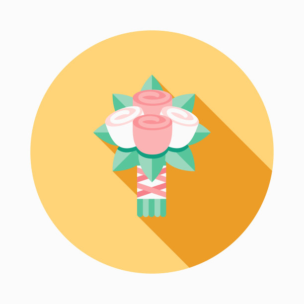 婚礼平面设计花束图标与侧影图片下载