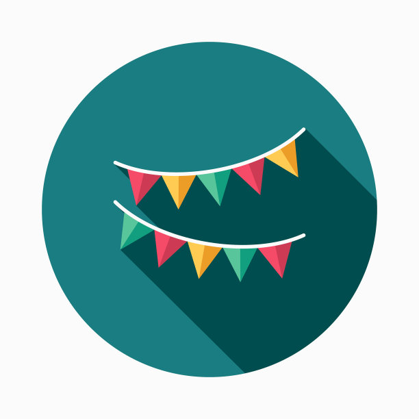 婚礼平面设计旗帜图标与侧影图片下载