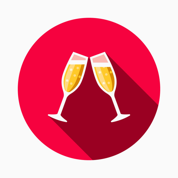 餐厅平面设计与侧面阴影干杯图标图片下载