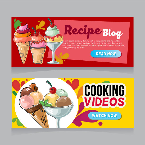 冰淇淋涂鸦网络横幅图片下载