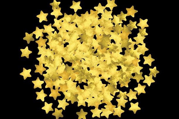 金色的纸屑孤立在黑色的背景上。图片下载