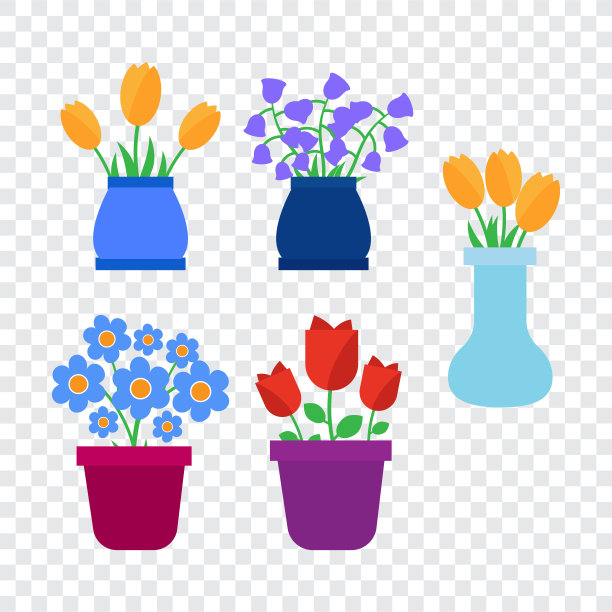 春天的花。可爱的向量春天花图标。简单的花朵向量图片下载