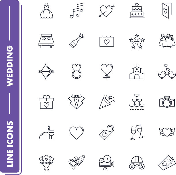 行图标集。婚礼图片下载