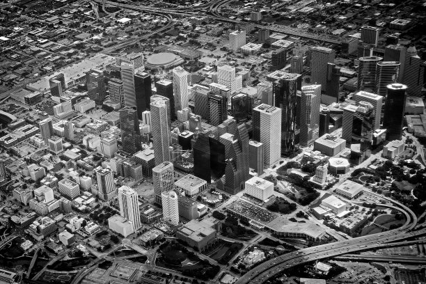 黑白相间的休斯顿市区天际线图片下载