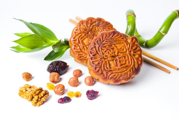 自制的竹子和葡萄干月饼图片下载
