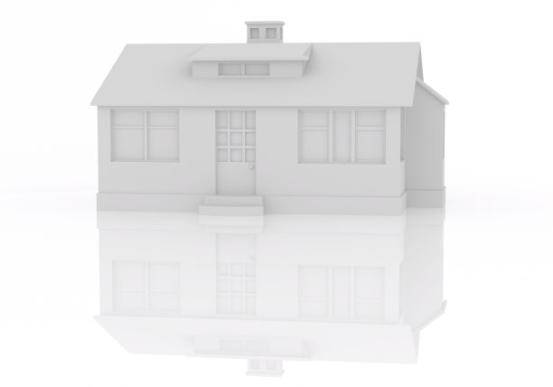 3D渲染的房子插图与角度和反射图片下载