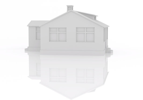 3D渲染的房子插图与角度和反射图片下载