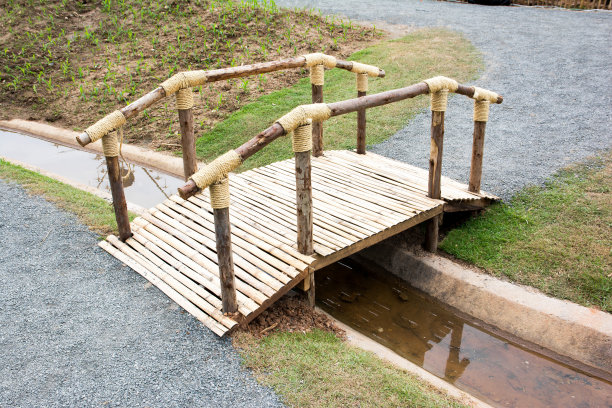 竹桥在公园的背景图片下载