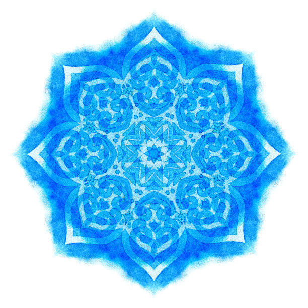水彩青蓝色曼荼罗图片下载