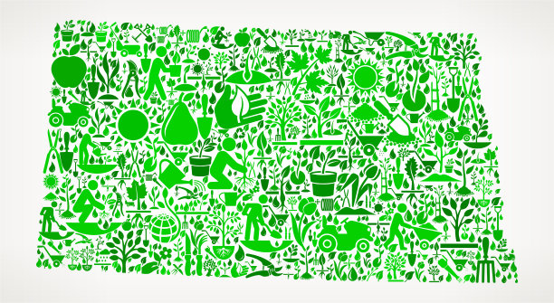 北达科他州花园和园艺矢量图标模式图片下载