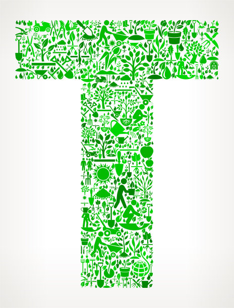 字母T花园和园艺矢量图标模式图片下载