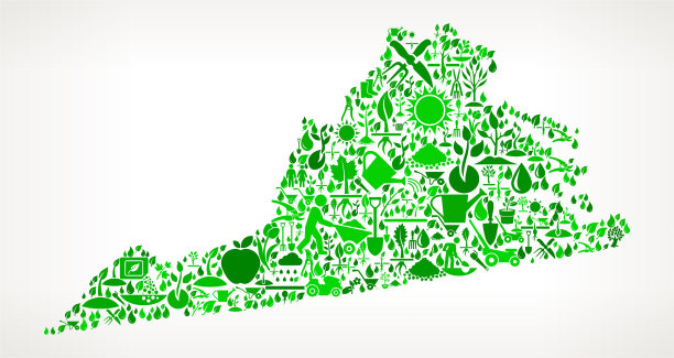 弗吉尼亚花园和园艺矢量图标模式图片下载