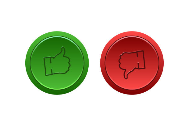 矢量现实孤立拇指向上和向下按钮的白色背景。博客、评级、网络和社交媒体的概念。图片下载