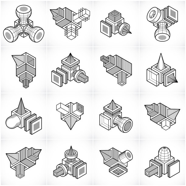 三维工程矢量，抽象图形集合。图片下载