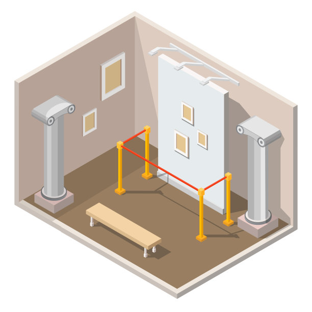 等角博物馆内部矢量3d背景图片下载