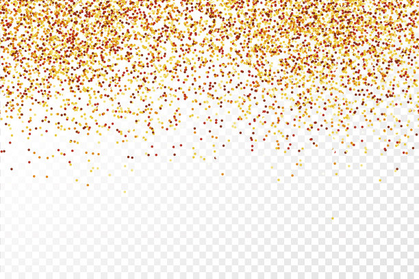 矢量现实的金色圆点纸屑在透明的背景。生日快乐、聚会和节日的概念。图片下载