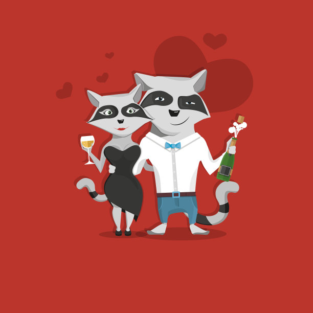 一对情侣穿着节日服装，拿着香槟和玻璃杯。图片下载