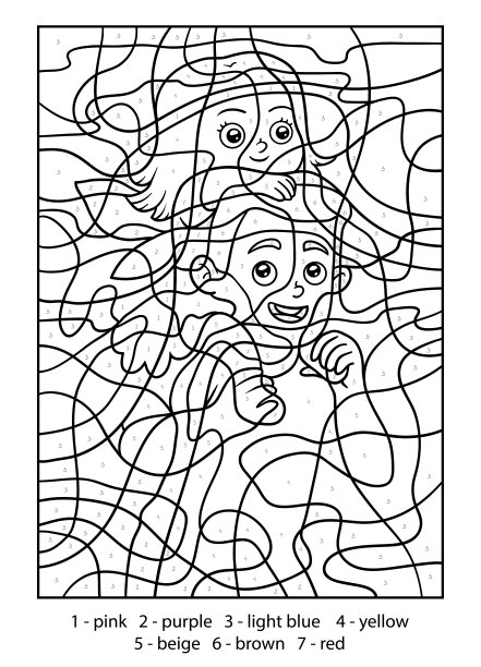 按数字涂颜色，父亲和女儿图片下载