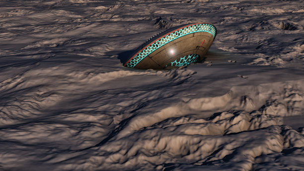 3 d渲染。未来城市和宇宙飞船图片下载