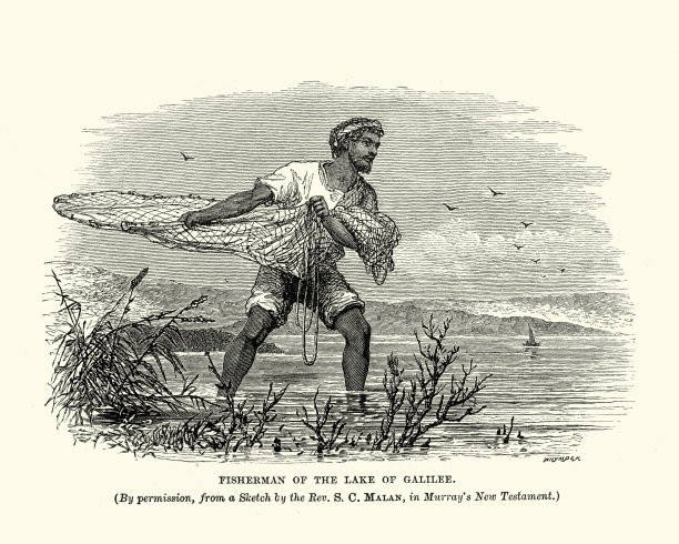 加利利湖的渔夫，19世纪图片下载