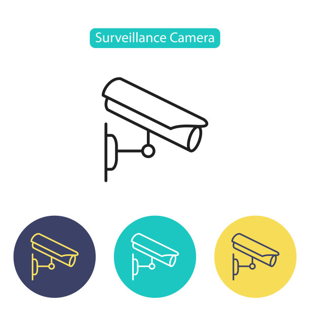 闭路电视摄像头图标。视频监控。图片下载