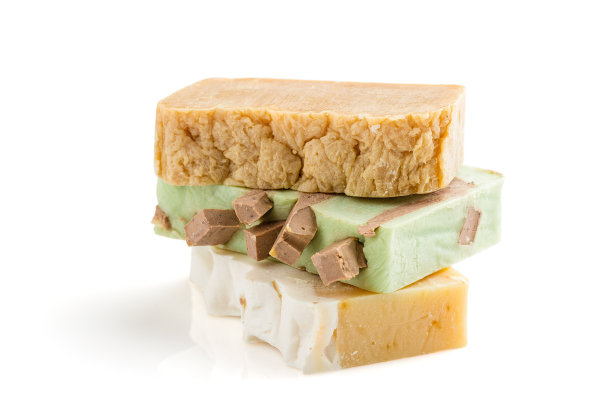 天然有机皂条隔离白色图片下载