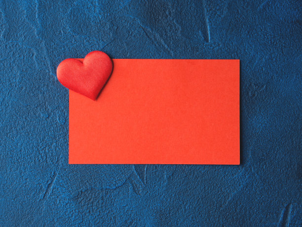 红色空白卡片，蓝色心形图片下载