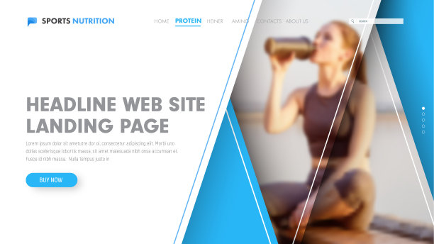 模板的白色矢量头部与蓝色三角形在不同的高度和照片。图片下载