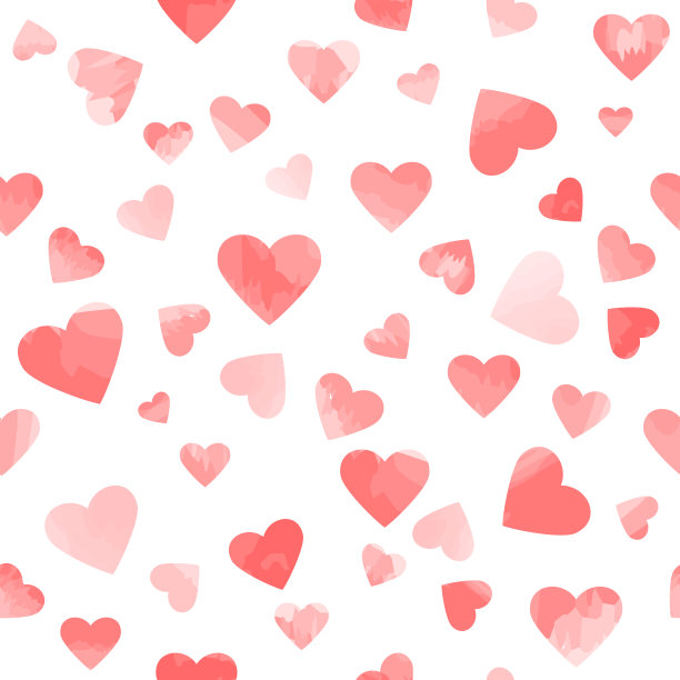 水彩的心。向量无缝模式。情人节的背景图片下载