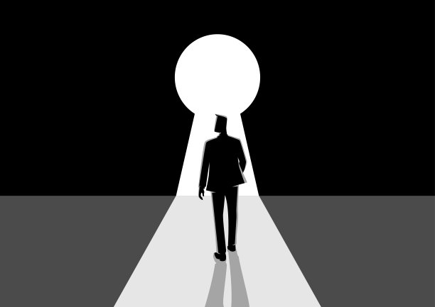 商人走进钥匙孔图片下载