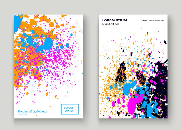 霓虹爆炸喷绘艺术封面框架设计。装饰粉尘飞溅，喷涂纹理白色背景。时尚创意矢量模板封面报告目录小册子传单海报横幅图片下载