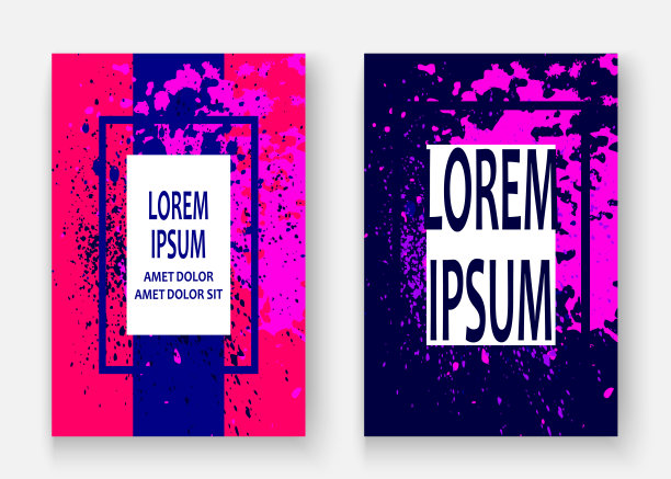 霓虹爆炸喷绘艺术封面框架设计。装饰尘埃飞溅喷雾纹理紫色背景。时尚创意矢量模板封面报告目录小册子传单海报横幅图片下载