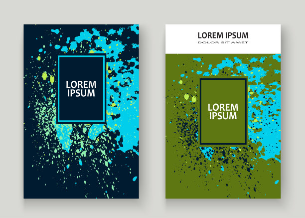 霓虹爆炸喷绘艺术封面框架设计。装饰尘埃飞溅喷纹理蓝色背景。时尚创意矢量模板封面报告目录小册子传单海报横幅图片下载