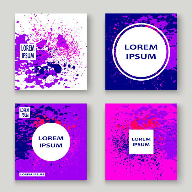 霓虹爆炸喷绘艺术封面框架设计。装饰尘埃飞溅喷雾纹理紫色背景。时尚创意矢量模板封面报告目录小册子传单海报横幅图片下载