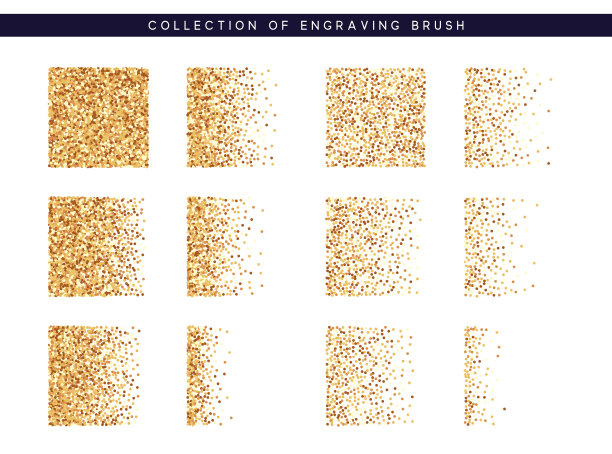 一套笔刷点画金图案的设计。点纹理。图片下载