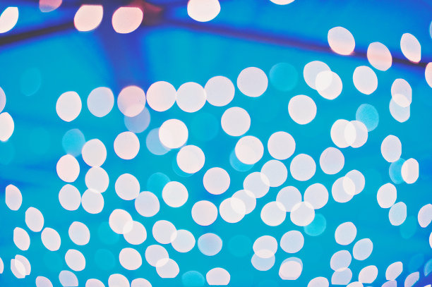 蓝绿色的散焦灯图片下载