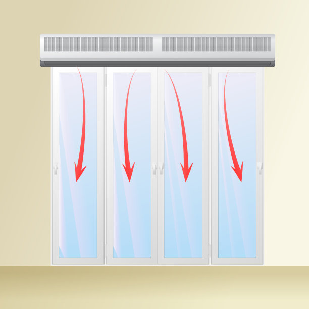 玻璃门上的气幕。图片下载