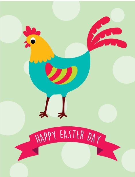 可爱的小鸡复活节快乐贺卡图片下载