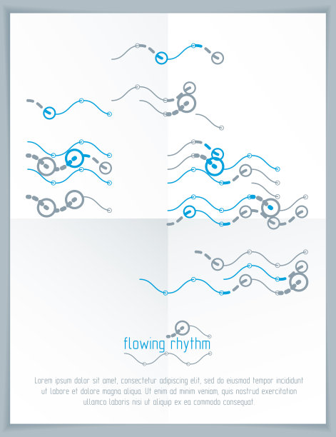 在图形和网页设计中使用的抽象波浪线节奏图案。矢量技术传单模板。图片下载