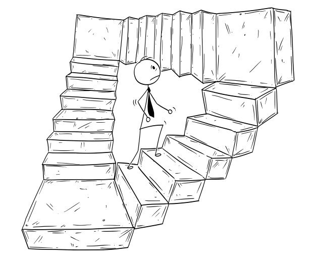 概念卡通的商人走上无尽的楼梯图片下载