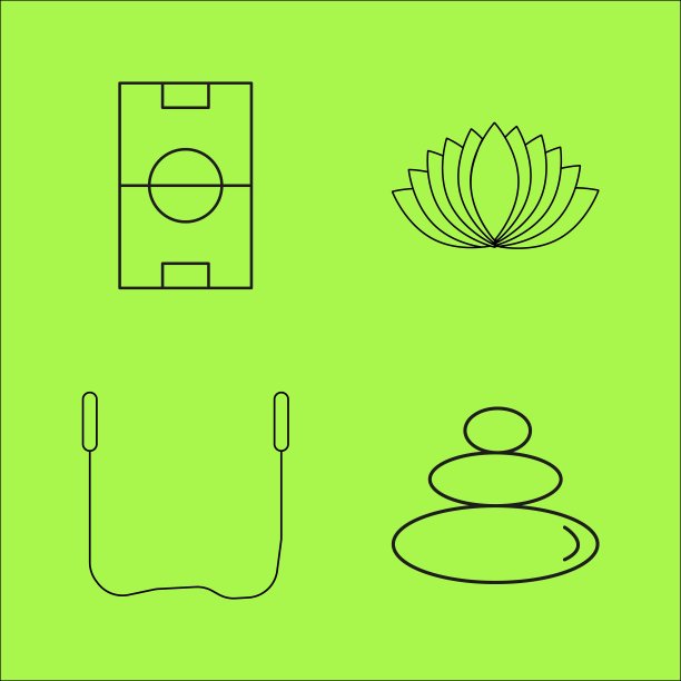 运动和健康线性轮廓矢量图标集图片下载