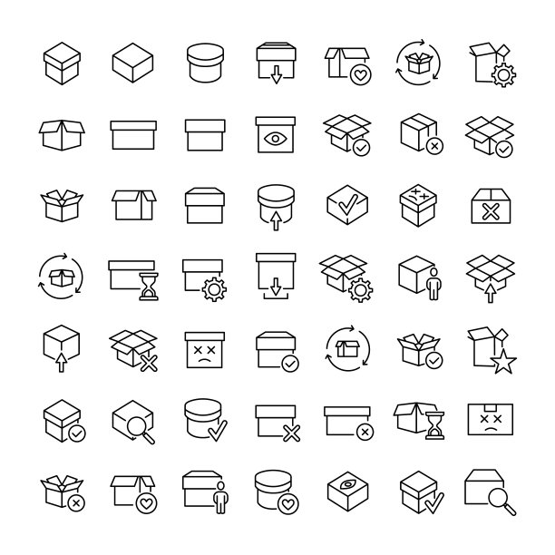 一套优质的盒子图标在线风格图片下载
