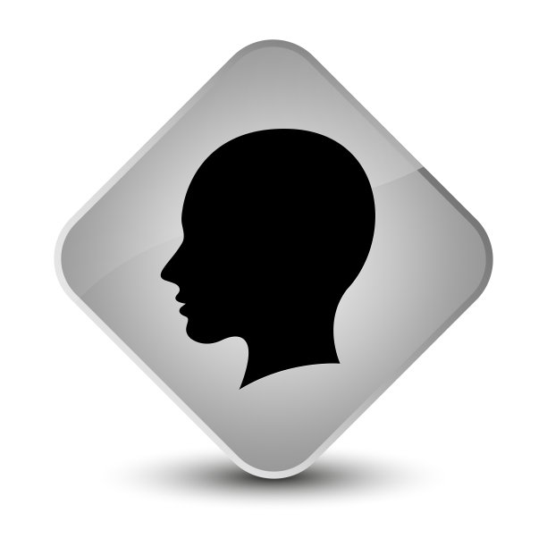 头部女性面部图标优雅的白色钻石按钮图片下载